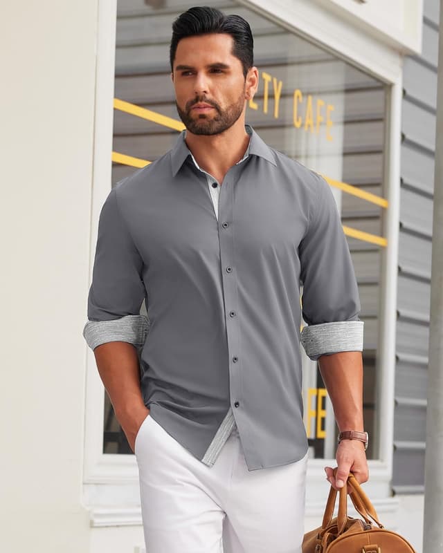 Detalle de J.VER Hemd Herren Langarm Regular Fit Tencel