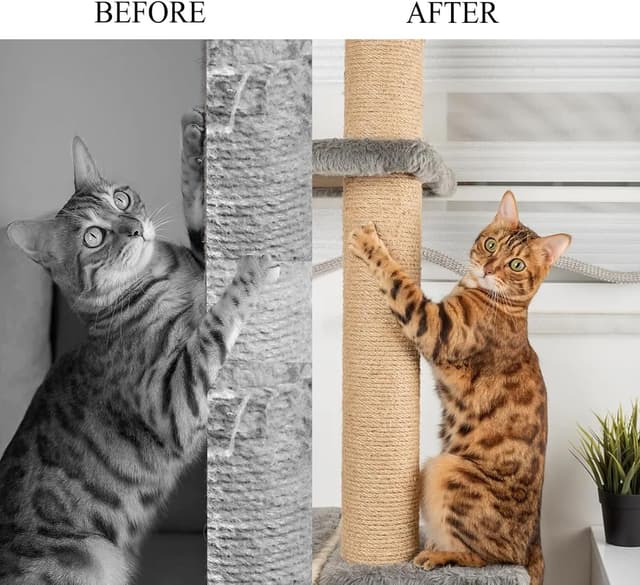 Detalle de DXRPO 60 m Sisalseil (6 mm) aus Natur-Jute für Kratzbaum, Katzen-Kratzseil