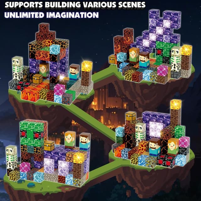 Detalle 2 de AIDYVOI Magnetic Blocks Building Toys Set (100 PCS) with Light-Up Magnet Blocks