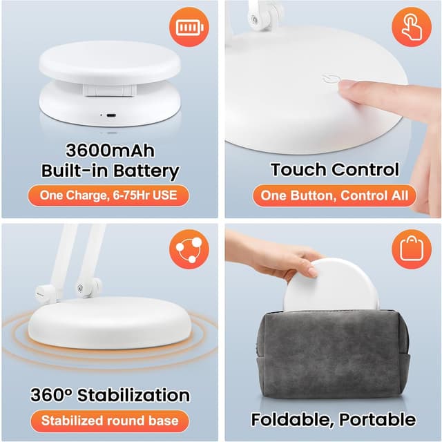 Thumbnail 4 de One Fire Tischlampe 9 Helligkeiten LED-Leselampe