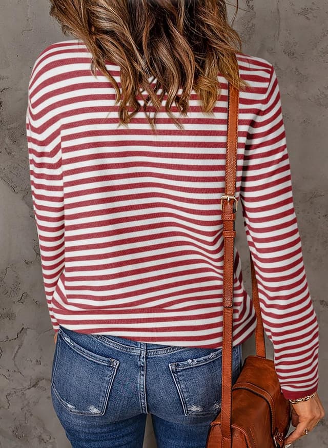 Detalle de Dokotoo women’s striped half-turtleneck pullover jumper (long sleeve, colour block, UK S–XXL)