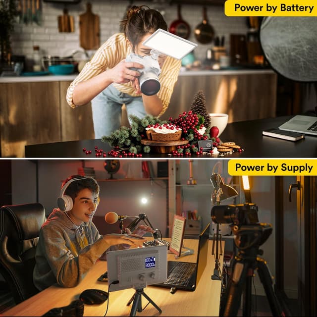 Detalle 2 de RALENO 116 LED Kamera Video-Licht mit 12W Akku, 600 Lux, CRI95+ und 3200–5600K