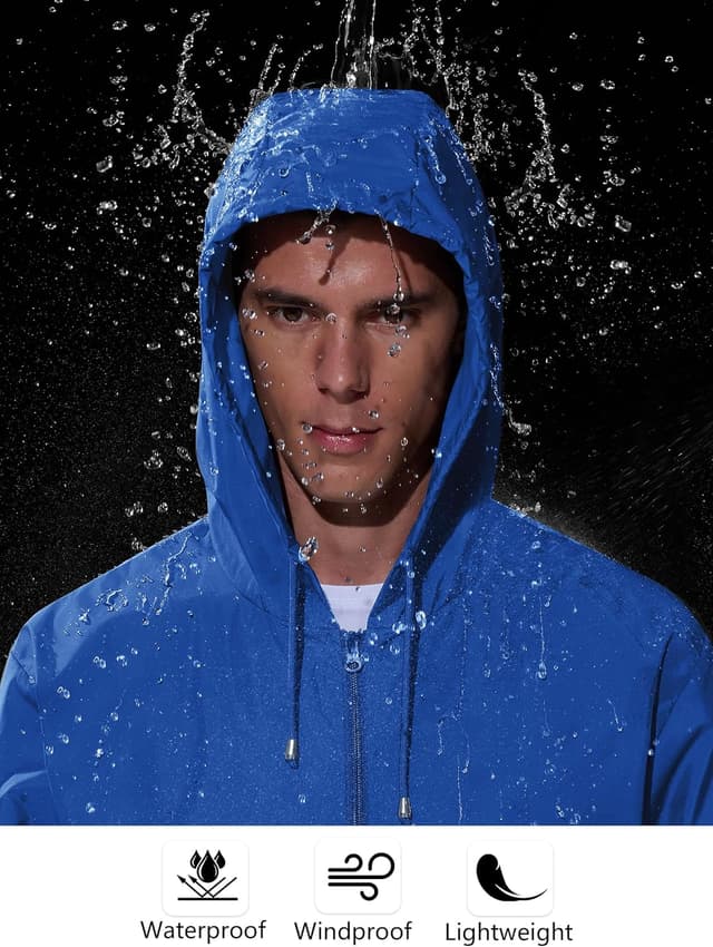 Detalle 2 de UIQUR Mens Rain Jacket Lightweight Waterproof