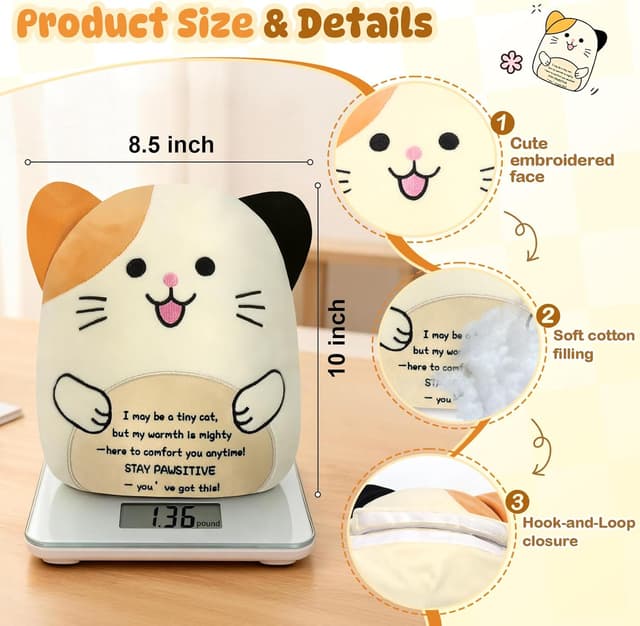 Thumbnail 1 de Plush Cat Weighted Microwave Heat Pad 60–120s