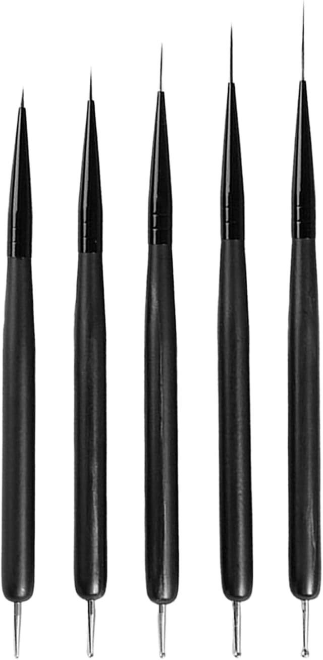 Detalle de flintronic Kit de pinceaux Nail Art 2 en 1 (lot de 5) : liner ultra fin et pointillage pour ongles