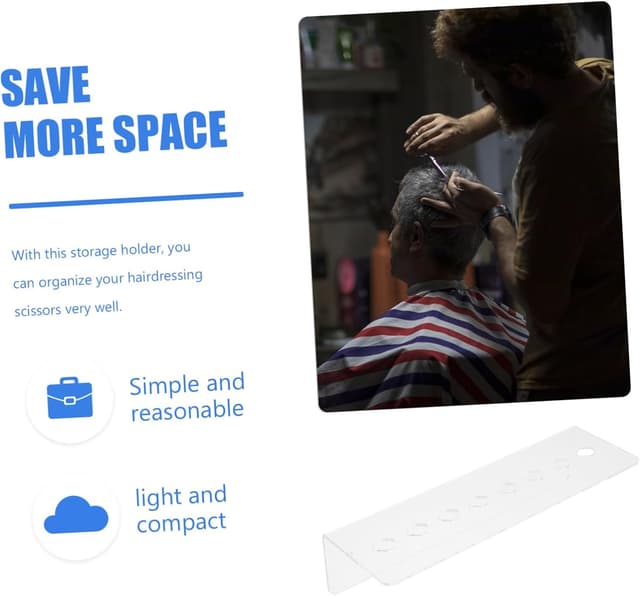 Detalle 2 de FOMIYES Wall-Mounted Scissor Holder (Multi-Slot Acrylic Salon Organiser) for Hairdresser Tools