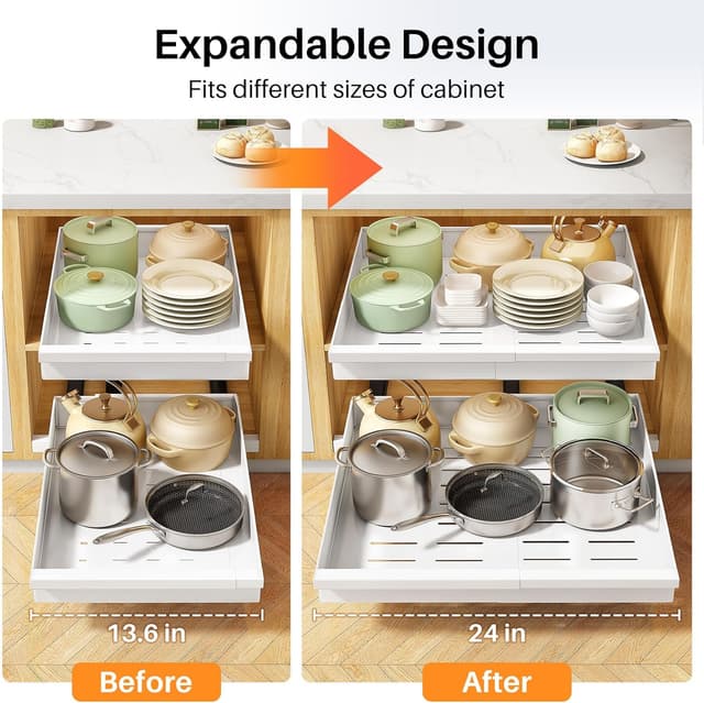 Thumbnail 6 de Pull out Cabinet Organizer 2-Pack Expandable 13.6"-24"
