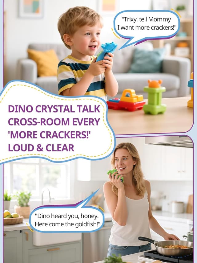 Detalle de Set da 2 Inspireyes macchine giocattolo dinosauro con walkie-talkie ricaricabili (USB-C)