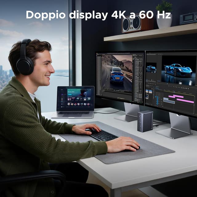 Detalle 2 de UGREEN Revodok Max Dock Thunderbolt 4 13 in 1 con 2 porte TBT4, DisplayPort, RJ45 e doppio slot SD/TF