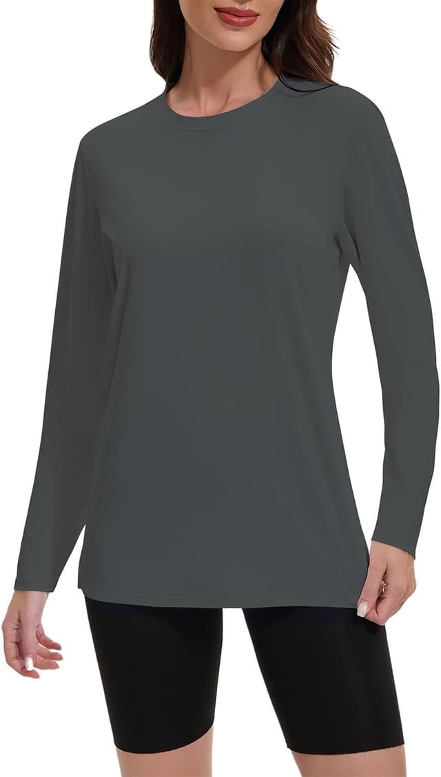 Detalle de Suncife Women Long Sleeve Workout Tops – breathable, quick-drying yoga gym shirts