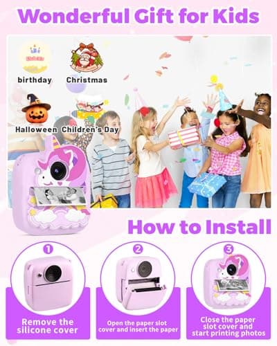 Thumbnail 6 de CHRERNA Appareil photo instantané enfants HD 48MP