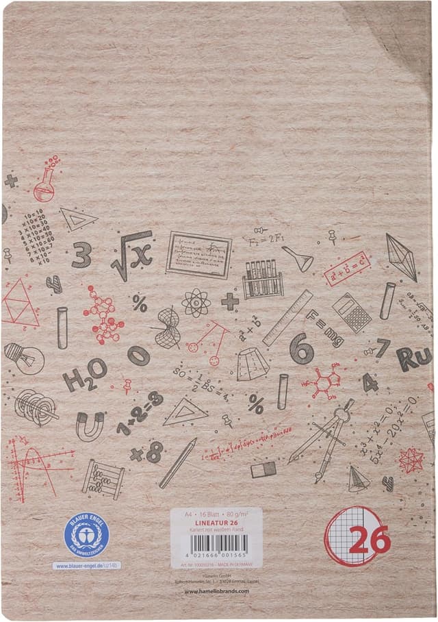Detalle 2 de Landré Heft Recycling A4 – Lineatur 26 kariert mit weißem Rand, 16 Blatt