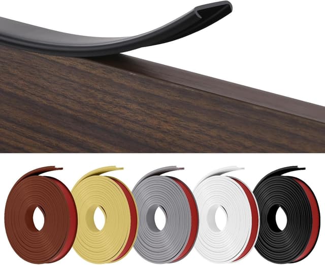 Detalle de Flintronic 10m x 16mm U-Shape Flexible Furniture Edge Banding (Black) – self-adhesive TPE trim