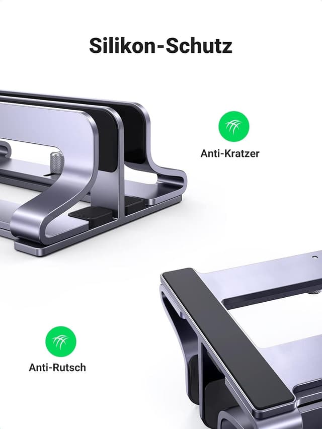 Detalle de UGREEN Aluminium vertikaler Laptop-Ständer mit 2 Slots – platzsparende Halterung für MacBook, iPad & mehr