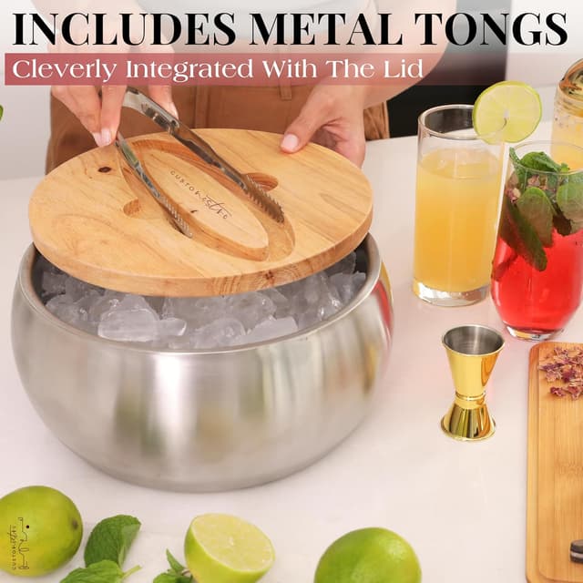 Thumbnail 6 de Gusto Nostro 4.1L Insulated Ice Bucket with Lid and Tongs (Double-Wall Stainless Steel)