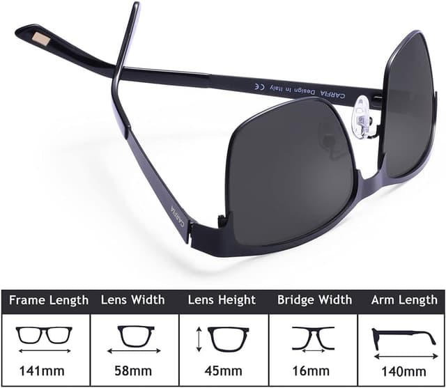 Thumbnail 6 de CARFIA Polarisierte Herren Sonnenbrille Metallrahmen UV400