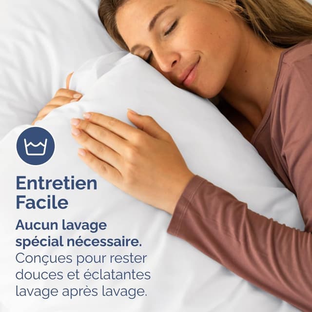 Detalle de CGK Unlimited – Lot de 2 taies d’oreiller 40x40 cm en microfibre blanche