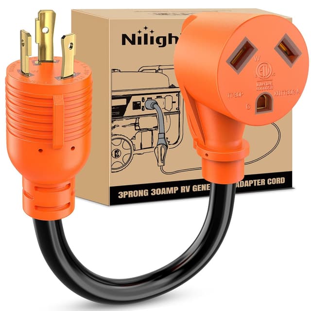 Detalle de Nilight RV Generator Adapter Cord (30 Amp L5-30P to TT-30R, 10 AWG, 14.3 in)