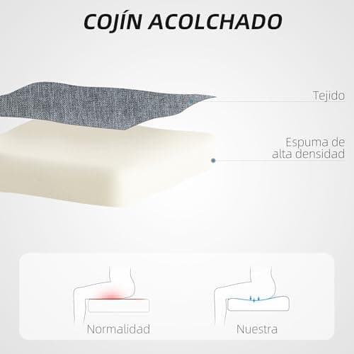 Detalle 2 de HOMCOM Silla de Oficina Giratoria con Tapizado🪑 Gris