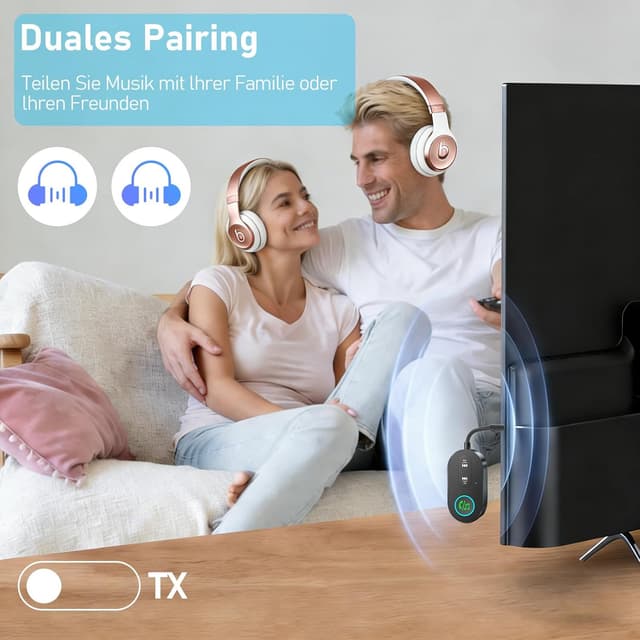 Detalle de Bluetooth Sender Bluetooth Adapter 5.3 (2-in-1) für 3,5-mm-Klinke – TX/RX mit Dual Pairing