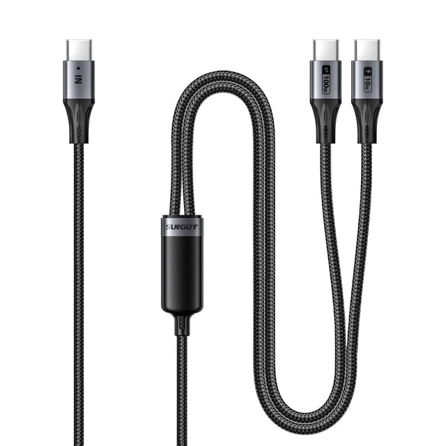 Detalle de SUNGUY câble USB‑C vers USB‑C 2 en 1 1,2 m avec charge rapide jusqu’à 100 W
