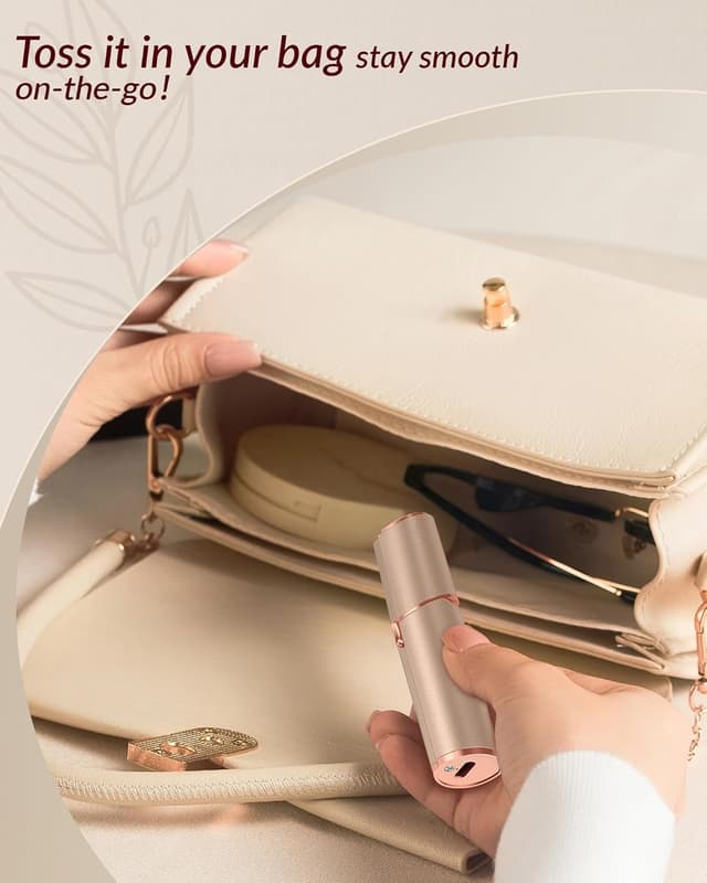 Detalle de bissuuy Rechargeable Facial Hair Remover for Women (Gold) – Upper Lip, Chin & Peach Fuzz