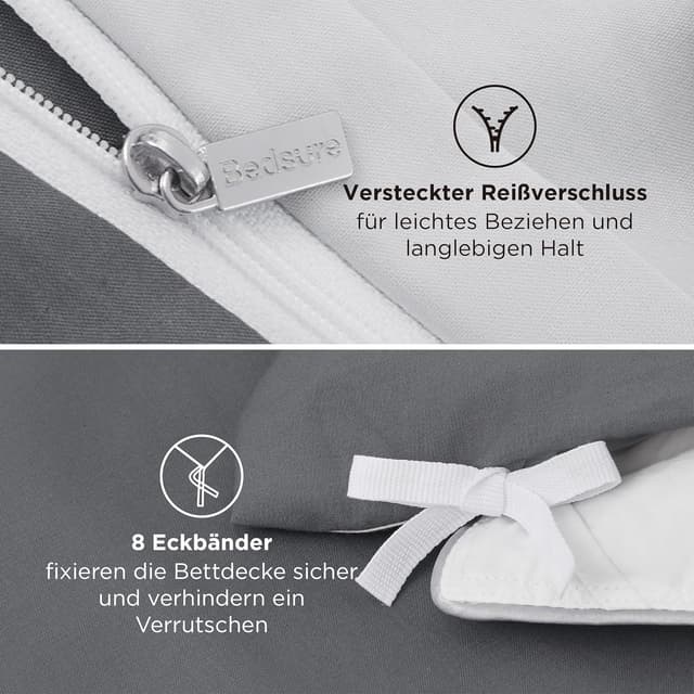 Thumbnail 2 de BEDSURE Bettwäsche Grau 4tlg