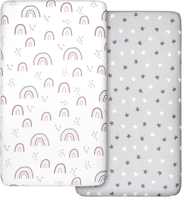 Detalle de GLLQUEN BABY 2 Pack Cot Sheets (Microfibre, Breathable) for Oval/Hourglass Bassinets, 120 x 60cm