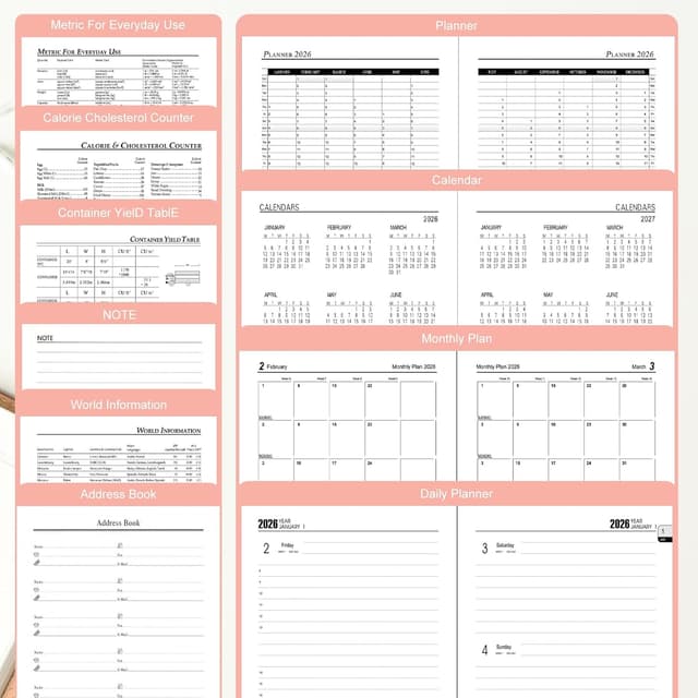 Thumbnail 6 de Mljtoyo Diary 2026 A5 Page‑a‑Day Pink