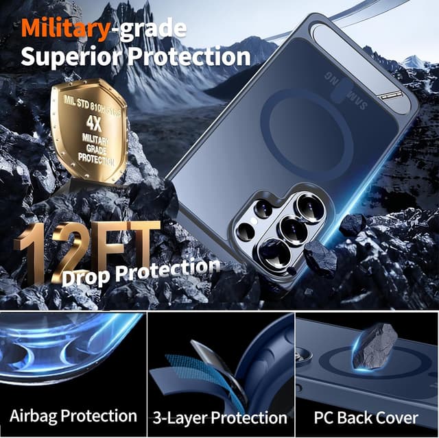 Detalle de Hualele Magnetic for Samsung Galaxy S26 Ultra Case with Built-in Metal Stand (MagSafe, Shockproof)