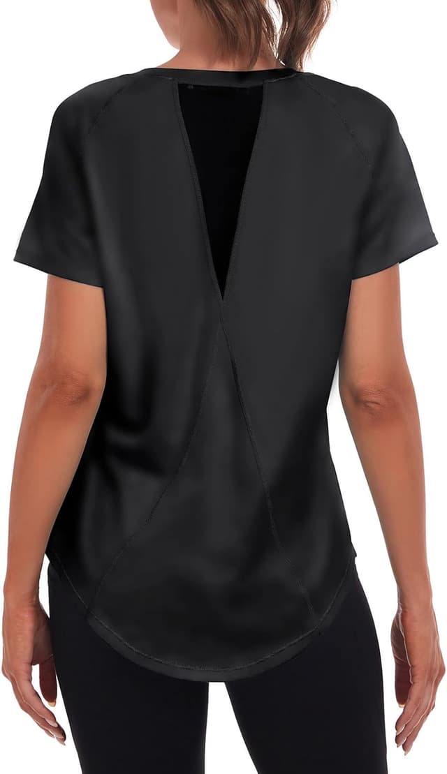 Detalle de Jlowesun Damen Sport-Shirt kurzärmelig – leicht, feuchtigkeitsableitend und schnell trocknend
