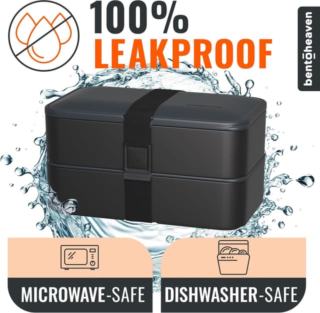 Detalle 2 de Bentoheaven Premium Bento Box Adult Lunch Box (Microwavable) with Compartments, Utensils & Chopsticks