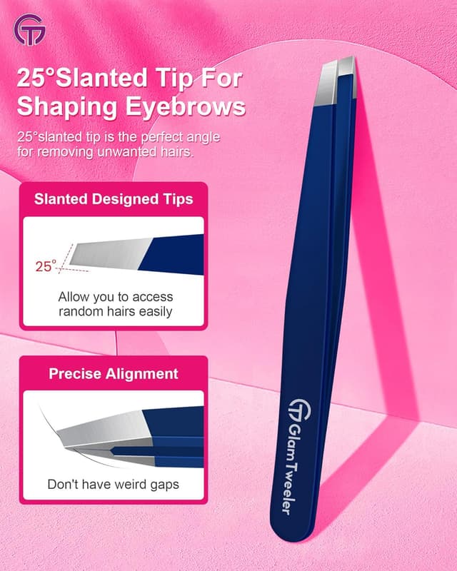 Detalle de GlamTweeler Expert Slant Tip Tweezers with Case 🪮
