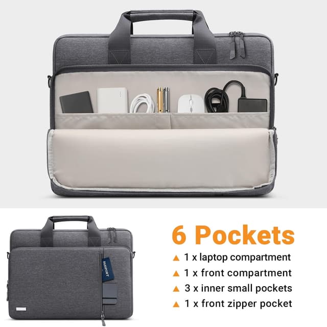 Detalle de TECOOL 15.6–16 inch Laptop Bag with 360° Protective 600D Waterproof Case (Dark Grey)