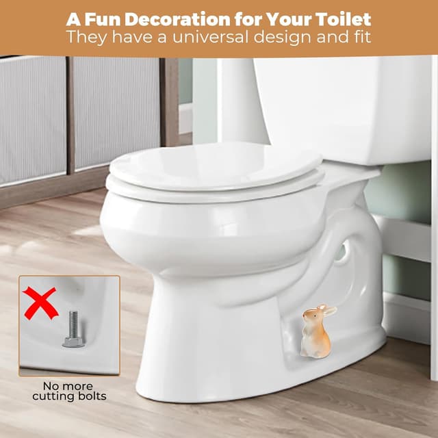 Thumbnail 4 de Bunny Ceramic Toilet Bolt Caps for Decor