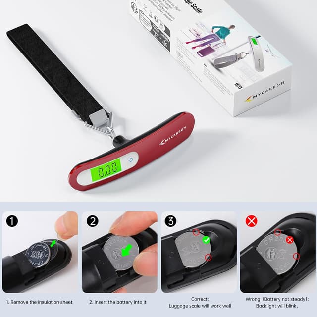 Thumbnail 5 de MYCARBON Pèse Bagages Portable 50 kg Rouge