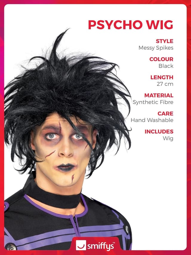 Thumbnail 2 de Smiffys Psycho Wig perruque noire đ