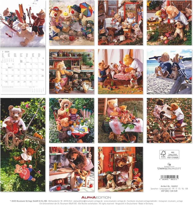 Thumbnail 1 de Alpha Edition Teddy Kalender 2026 30×30 cm