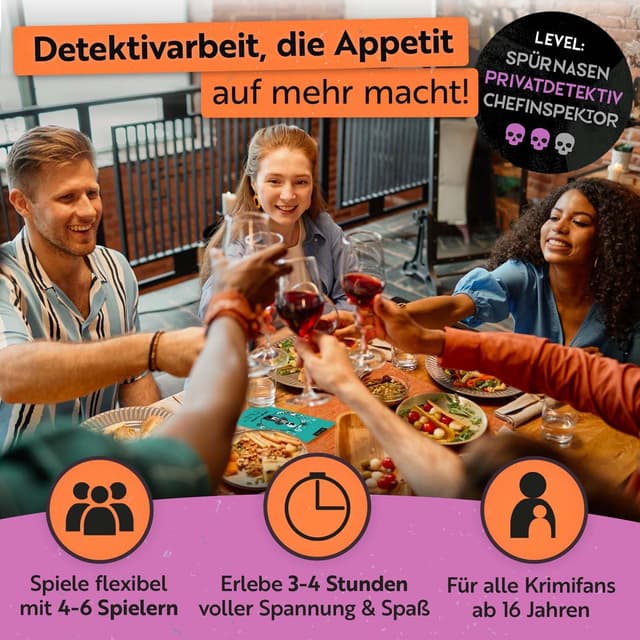 Detalle de Gourmet Criminelle® Krimidinner für zuhause: Mysteriöser Mordfall am Eiffelturm (für 4–6 Personen, ab 16 Jahren)