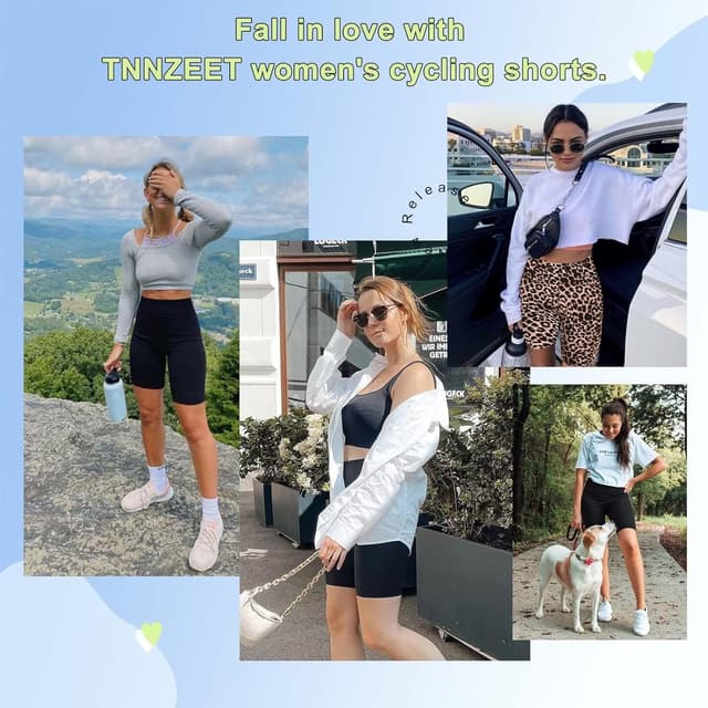 Detalle de TNNZEET High-Waisted Cycling Shorts for Women – Ultra-Soft, Tummy Control Biker Leggings