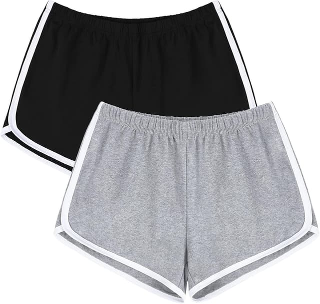 Detalle de URATOT Women’s Cotton Gym Yoga & Running Elastic Shorts (Pack of 2)