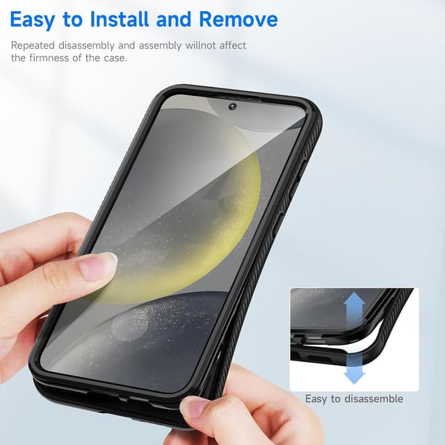 Thumbnail 6 de Seacosmo Coque pour Samsung Galaxy S25/S24 6,2 pouces full body avec protège-écran intégré – Bumper antichoc noir