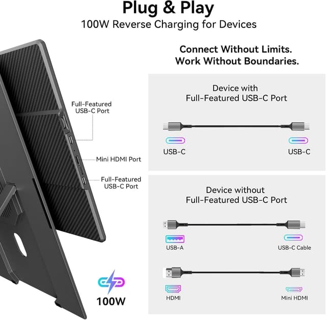 Detalle 2 de Blackview 16-inch portable monitor (1080P+120P) with magnetic rotating stand