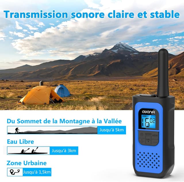 Thumbnail 6 de AWANFI Talkie Walkie 3 pièces 1200mAh