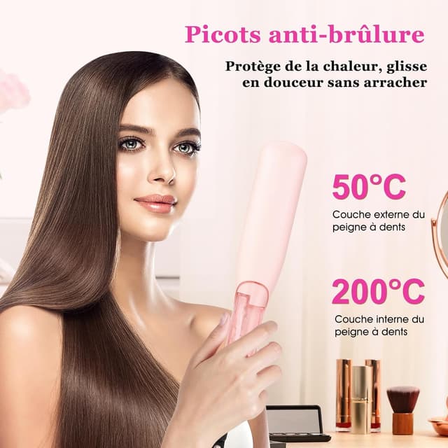 Detalle 2 de AraSyleon Brosse à lisser vapeur Hydro-Infusion : 4 niveaux de température, chauffe rapide en 30 s