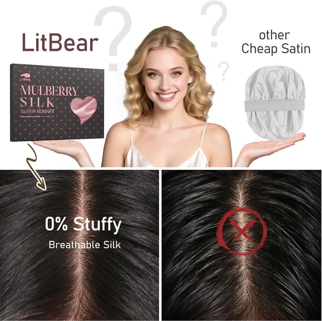 Thumbnail 4 de LitBear Silk Bonnet for Women 22 Momme