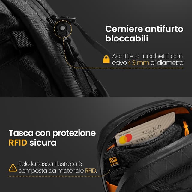 Detalle de tomtoc Borsa a Tracolla Antifurto Aviator-T37 con protezione RFID e zip bloccabile