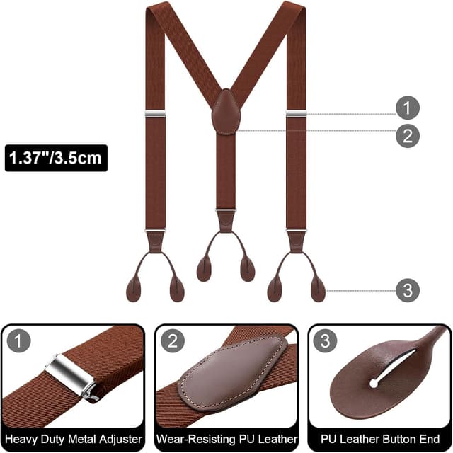 Detalle de Clip Yeah Hosenträger Herren Breit 3,5 cm zum Knöpfen – elastisch & einstellbar für Hochzeit, Party
