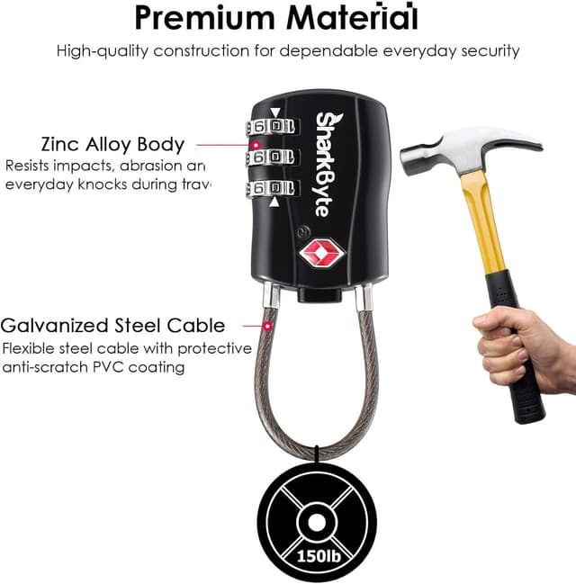 Detalle de SharkByte TSA Approved Luggage Locks 3-Pack 🔒