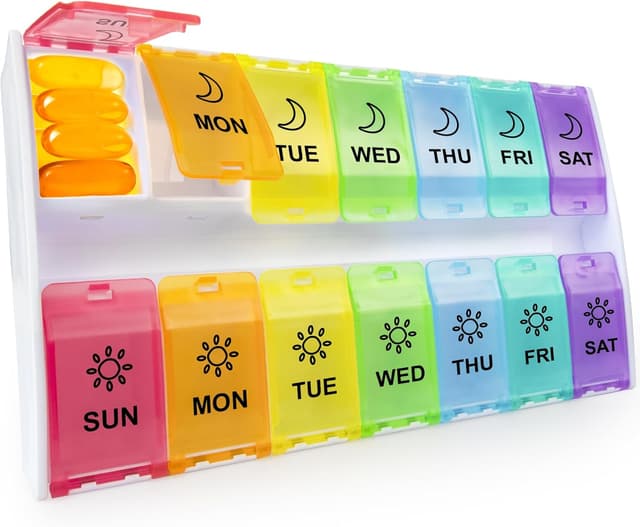 Thumbnail 6 de 7 Day Pill Organiser 2‑Times Daily, 14‑Slot Pill Box 💊